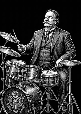 William Howard Taft Playing Drums