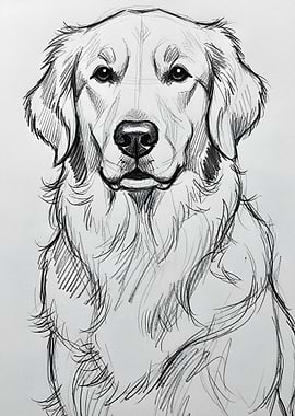Pencil Sketch of a Golden Retriever