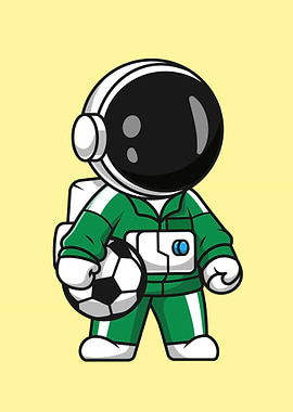 Astronaut holding a soccer ball