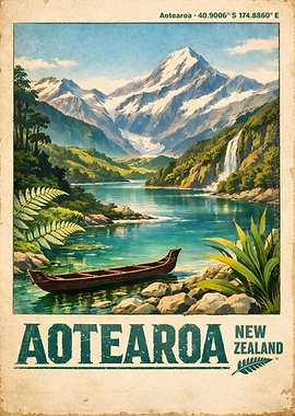 Aotearoa New Zealand Vintage Poster
