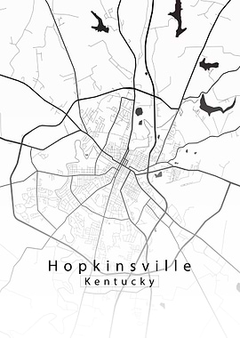 Hopkinsville Kentucky City Map white