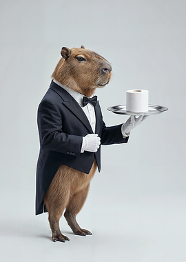 Capybara Butler Serving Toilet Paper