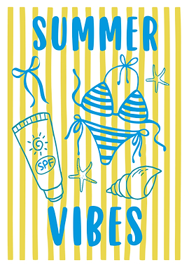 Summer Vibes Poster, Beach Vacation Wall Art, Tropical Surf Aesthetic Print