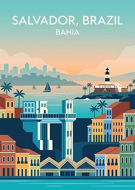 Salvador, Brazil Travel Poster
