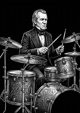 James K. Polk in Suit Playing Drums
