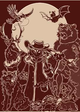 Mysterious Figure with Animals