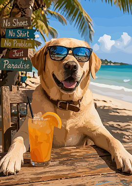 Dog Enjoying a Tropical Beach Vacation