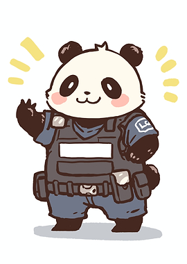Cute Panda in Tactical Gear Waving