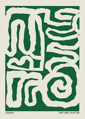 Abstract Green and Beige Organic Shapes