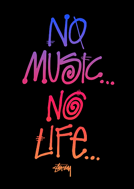 No Music No Life Text Art