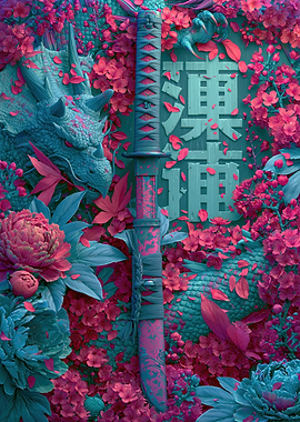 Dragon Katana and Cherry Blossoms