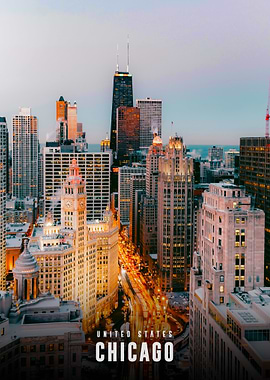 Chicago Skyline at Dusk