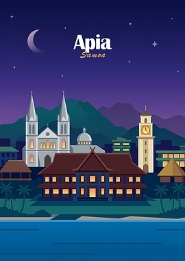 Apia Samoa Cityscape at Night