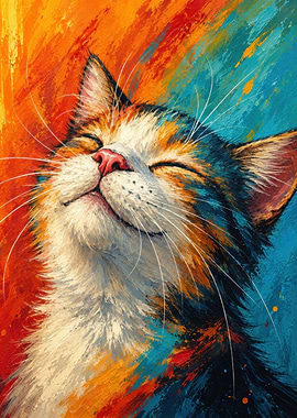 Joyful Cat Painting