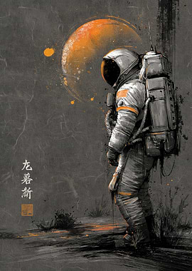 Astronaut Ukiyo Minimalism