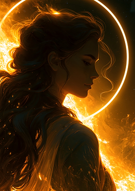 Fiery Woman with Halo