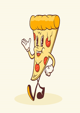 Walking Pizza Slice Character