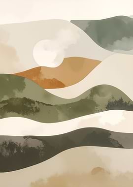 Abstract Landscape with Sun