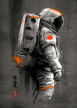 Astronaut with Japanese Flag