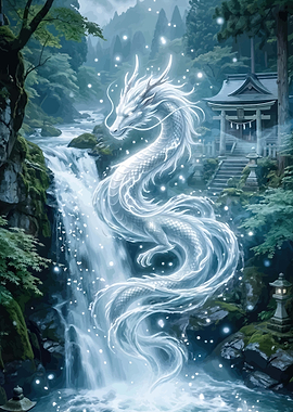 Spirit Dragon by Waterfall
