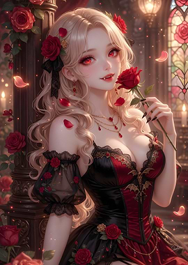 Vampire Woman with Red Roses