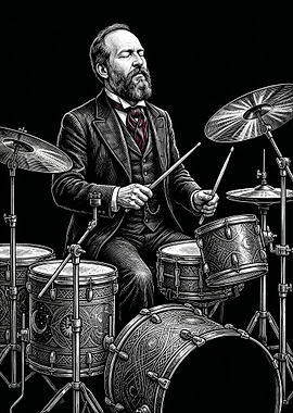 James A. Garfield Playing Drums