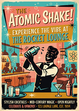 The Atomic Shake Retro Bar Poster