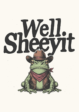 Cowboy Frog Poster, Vintage Funny Western Wall Art, Quirky Retro Frog Print