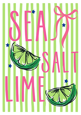 Sea Salt Lime Poster, Retro Summer Citrus Wall Art, Playful Kitchen Decor Print