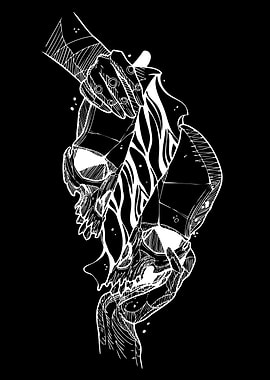 Grasping Skull with Abstract Elements