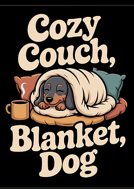 Cozy Couch, Blanket, Dog