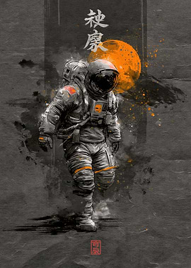 Astronaut with Orange Moon