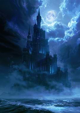 Mystical Castle in Moonlight