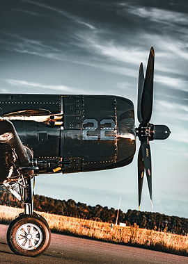 Vintage Airplane Propeller Close-up Corsair F4U