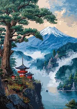 Mount Fuji Pagoda Landscape