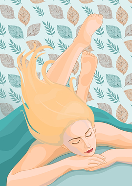 Woman with Blonde Hair and Legs Up