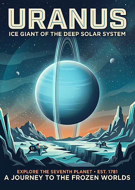 Uranus Ice Giant Retro Poster