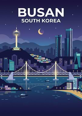 Busan South Korea Night Cityscape