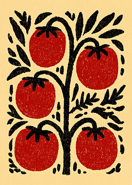 Stylized Tomato Plant Illustration