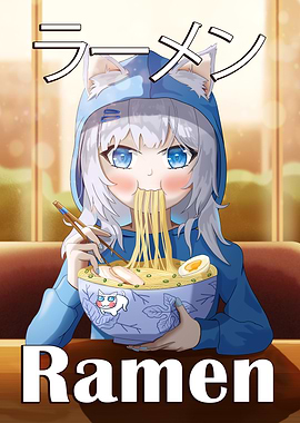 Cute Anime Girl Eating Ramen