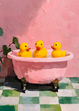 Three Rubber Ducks in a Bathtub