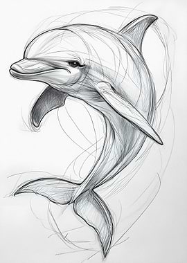 Pencil Sketch of a Dolphin