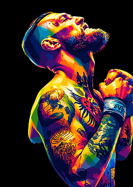Colorful Boxer with Tattoos