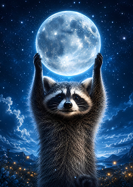 Raccoon Holding the Moon