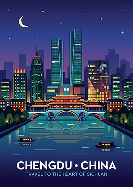 Chengdu China Skyline at Night