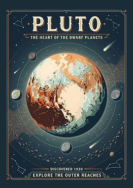 Pluto Vintage Space Poster