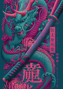 Cyberpunk Dragon and Katana