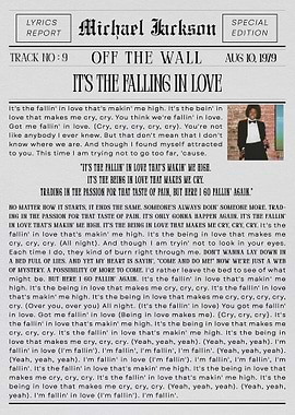 Michael Jackson 'It's The Falling In Love'
