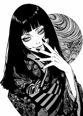 Creepy Anime Woman in Kimono