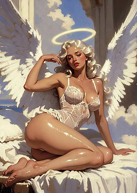 Angel in Lingerie on Bed
